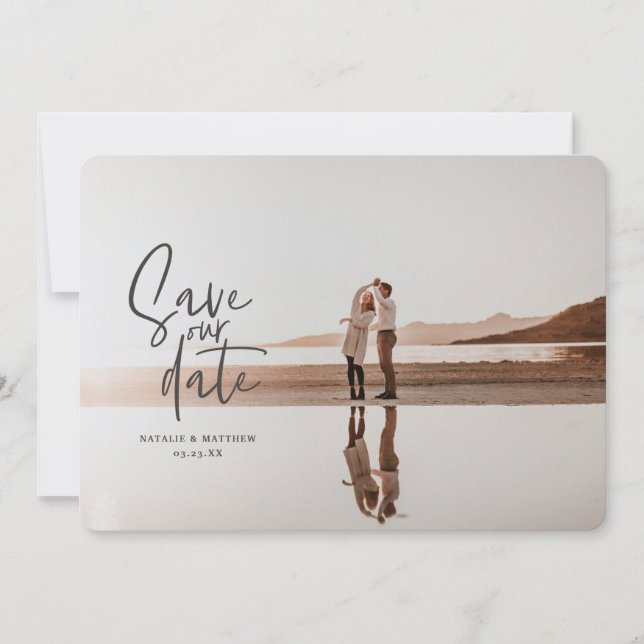 Save The Date Photo de mariage géométrique floral photographique (Devant)