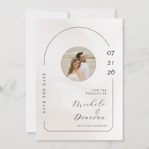 Save The Date Photo de mariage minimaliste avec arche et écritur