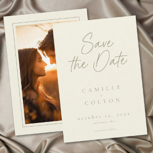 Save The Date Photo de mariage minimaliste crème ivoire