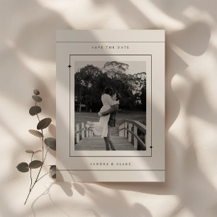 Save The Date Photo de mariage minimaliste rétro noir et blanc
