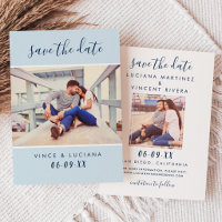 Photo de mariage moderne à l'écriture bleu poudre