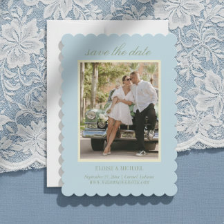Save The Date Photo de mariage moderne avec écriture citrine ble