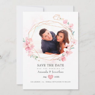 Save The Date Photo de mariage printanier aux fleurs de cerisier