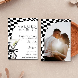 Save The Date Photo de mariage rétro noir et blanc Dirty Martini