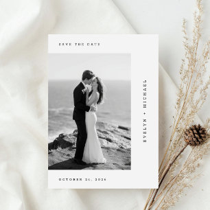 Save The Date Photo de mariage romantique en noir et blanc