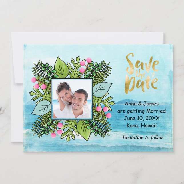 Save The Date Photo de mariage sur la plage Enregistrer la date (Devant)