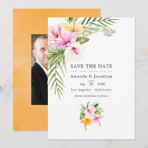 Save The Date Photo de mariage tropical floral de plage