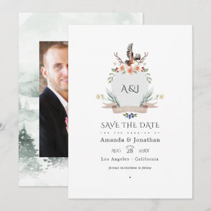 Save The Date Photo de mariage Wild Woodland Laurel Crest