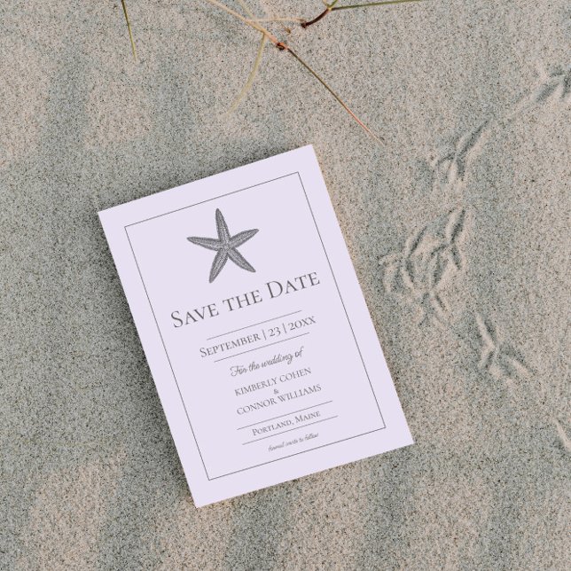 Save The Date Photo de monogramme d'étoile de mer lavande (Lavender Starfish Monogram Photo Save the Date)