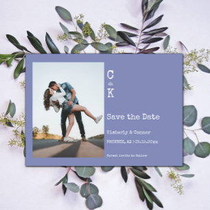 Save The Date Photo de monogramme minimaliste Pervenche