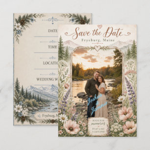 Save The Date Photo de montagne rustique Fryeburg Maine