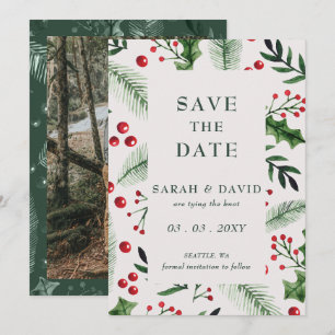 Save The Date Photo de Noël Holly Berries