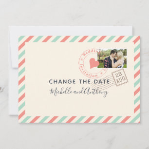 Save The Date Photo de nouvelle date de mariage par avion vintag