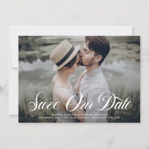 Save The Date Photo de script blanc élégant