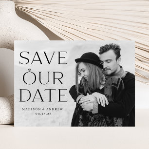 Save The Date Photo de superposition de bague en diamant noir él