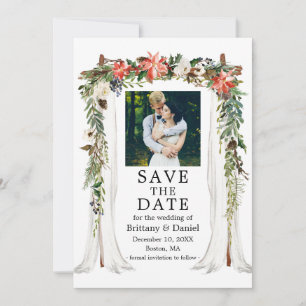 Save The Date Photo de toile de mariage aquarelle poinsettia flo