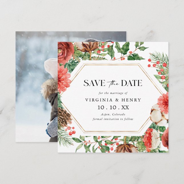 Save The Date Photo d'hiver (Devant / Derrière)