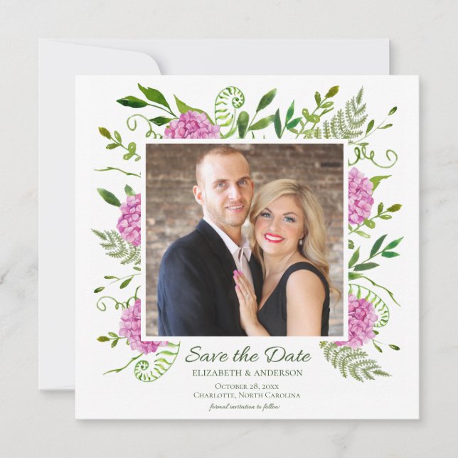 Save The Date Photo d'hortensia rose (Devant)