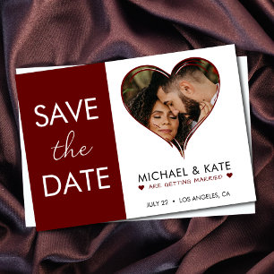 Save The Date Photo du coeur Rouge et Mariage blanc