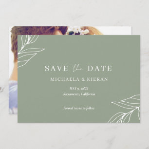 Save The Date Photo du Mariage botanique vert Sage