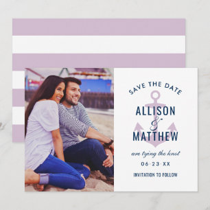 Save The Date Photo du Mariage d'Ancre violet violet de la marin