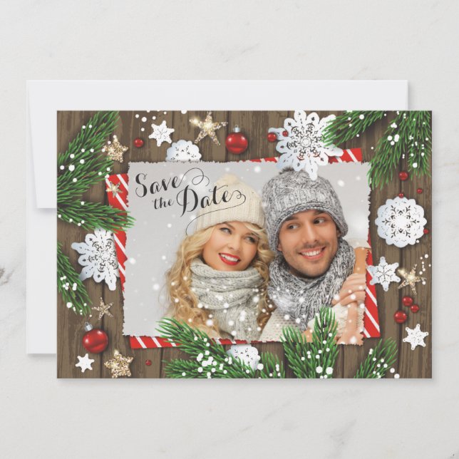 Save The Date Photo du Mariage de Noël Enregistrer la date (Devant)