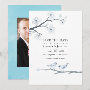 Save The Date Photo du Mariage White Cherry Blossoms