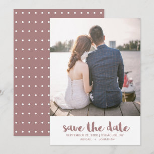 Save The Date Photo Dusty Rose et Pois blancs