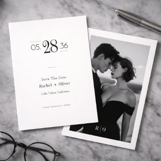 Save The Date Photo éditoriale moderne en noir et blanc Enregist