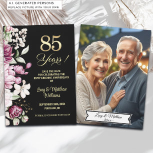 Save The Date Photo élégant d'anniversaire de mariage de 85 ans