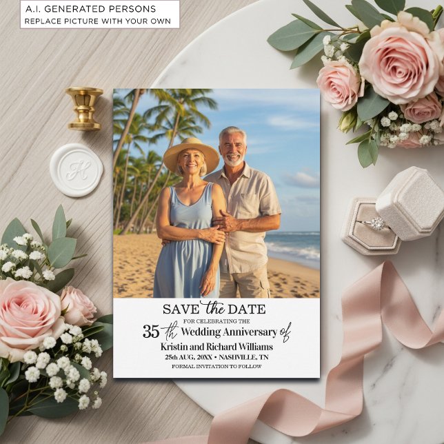Save The Date Photo élégant du 35e anniversaire de mariage (Créateur téléchargé)