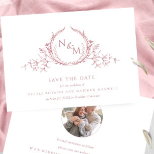 Save The Date Photo : Elegant Dusty Rose Mariage Monogram
