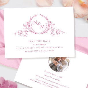 Save The Date Photo : Elegant Mauve Pink Monogram Mariage