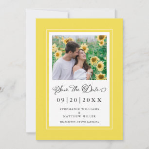 Save The Date Photo Elegant Script Mariage Tendance Bordure Jaun