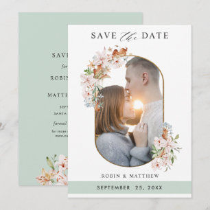 Save The Date Photo Elégante de la Terre fleurit avec Mariage ve