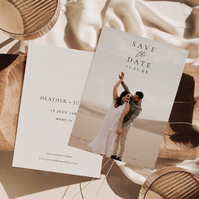 Save The Date Photo Élégante Mariage Simple Enregistrer La Date (Créateur téléchargé)