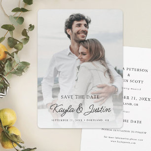 Save The Date Photo en texte noir simple et élégant Enregistrer