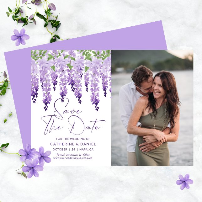 Save The Date Photo Enregistrer La Date Aquarelle Mariage Wister (Créateur téléchargé)