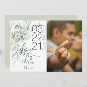 Save The Date Photo Enregistrer la date Dusty Blue Watercolor Fl
