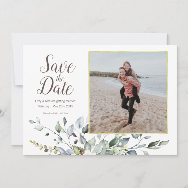 Save The Date Photo Enregistrer la date | Flore d'aquarelle de c (Devant)