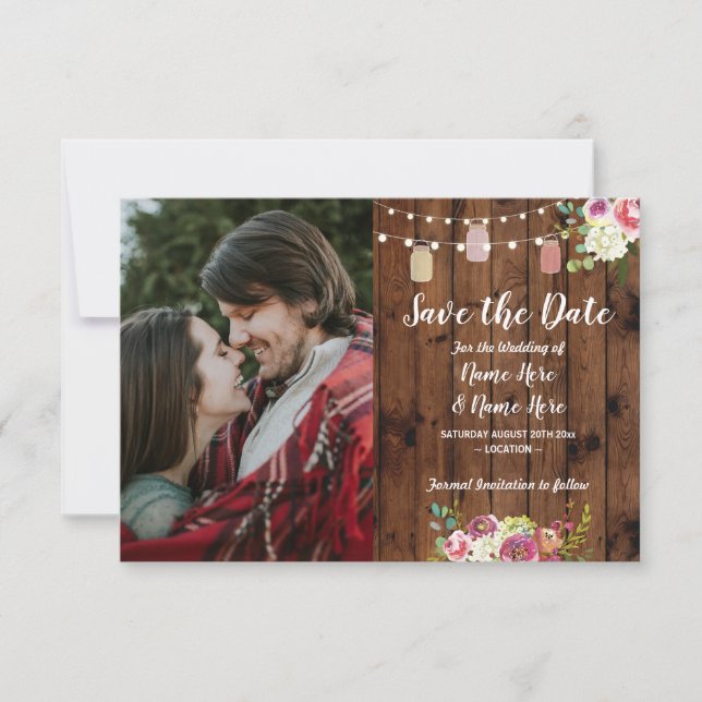 Save The Date Photo Enregistrer la Date Jardin Rustique en Bois  (Devant)