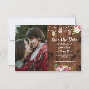 Save The Date Photo Enregistrer La Date Mariage Rustique Jarre B