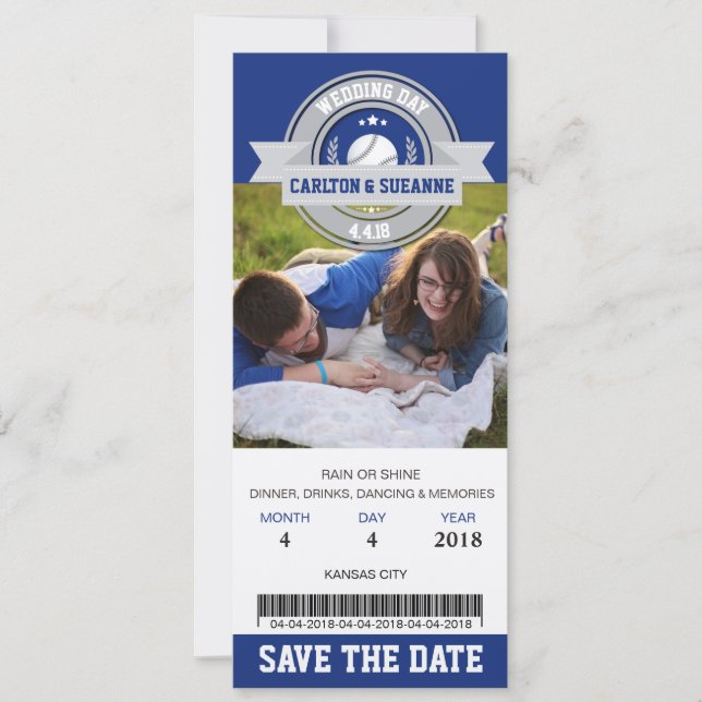 Save The Date Photo Enregistrer La Date Mariage Sports Billet (Devant)