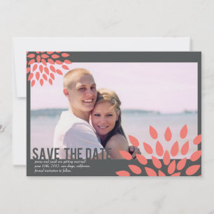 Save The Date Photo Enregistrer la date Posh Petals Corail