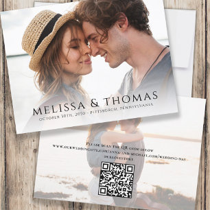 Save The Date Photo Enregistrer la date Simple Minimaliste QR Co