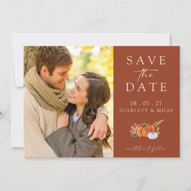 Save The Date Photo Fall Terracotta (Devant)