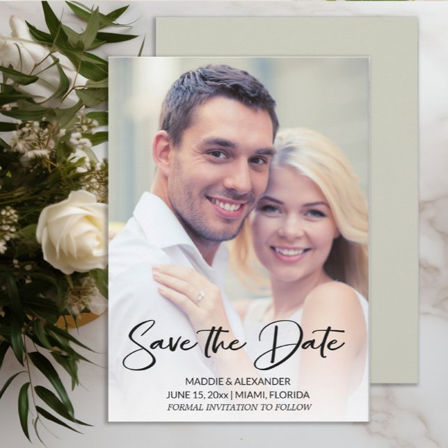 Save The Date Photo Fiançailles manuscrite moderne (Wedding Save the Date photo card)