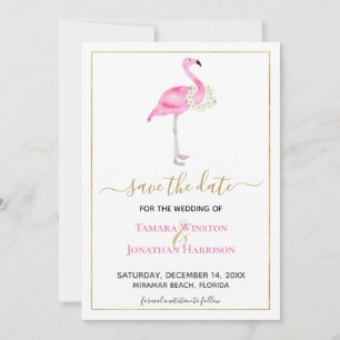 Save The Date Photo Flamant rose rose tropical Plage de Magnolia