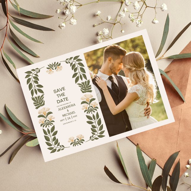 Save The Date Photo Fleur sauvage mariage dans le jardin botaniq (Créateur téléchargé)