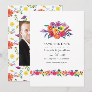 Save The Date Photo Floral Fiesta Mariage